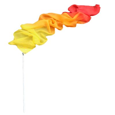 Winged Sirenny Youth Silk Ribbon Dancer Wand, Church Worship & Praise Adoration Dance Flag Banner, Juggling Play Silk Streamer with Rods. (71" Yellow-Orange-red)
