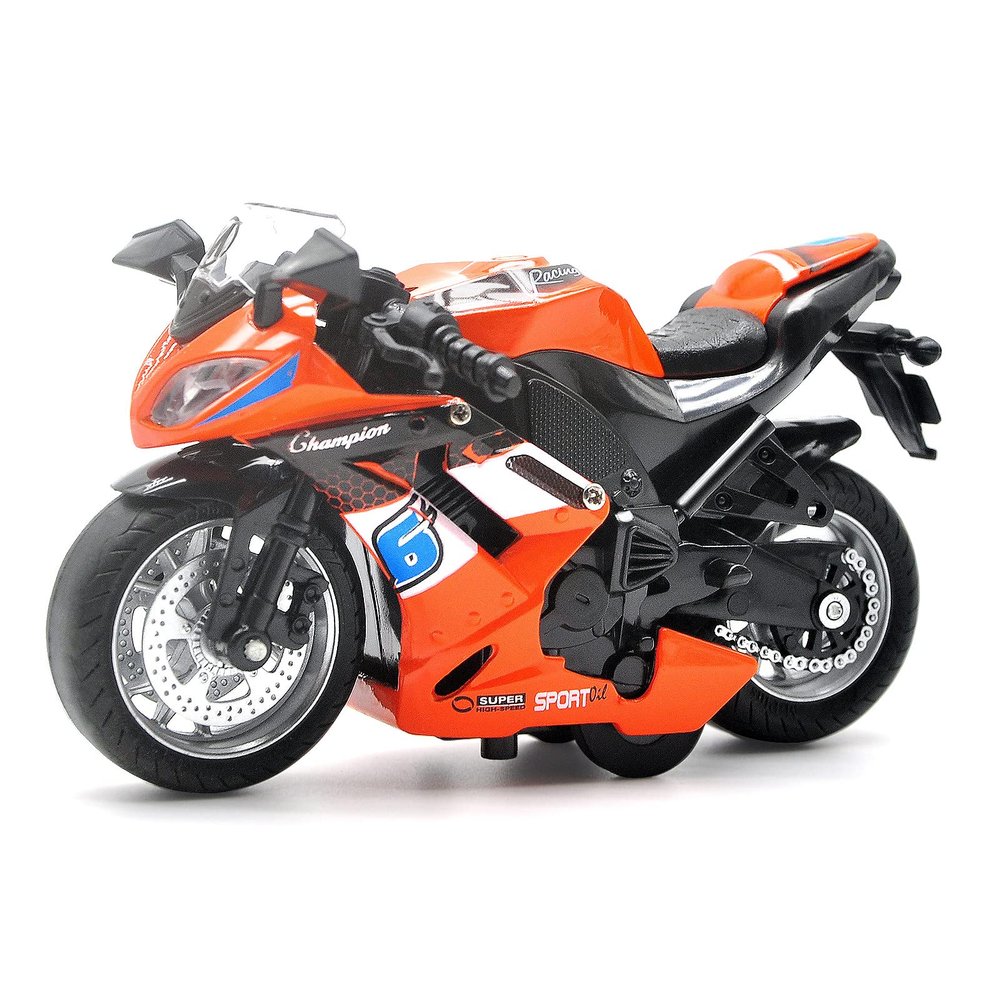BOBUEXER - Authentic Die-Cast Motorcycles with Music Lighting,Diecast Motorcycle Toys for Age 2-4,Toy Moto Bike for Kids and Collectors Age 3-5(Orange)