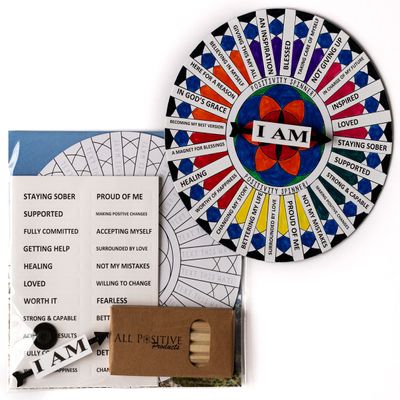All Positive Products Addiction Recovery Positivity Spinner: AA/NA Recovery Gift, I AM Sober Affirmation Craft, Mindfulness Activity