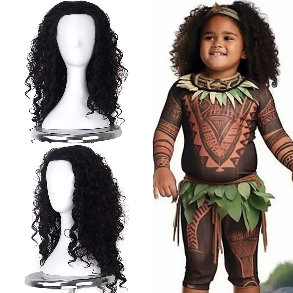 Artjosy Anime Character Cosplay Wigs for Kids - Long Natural Black Fluffy Curly Synthetic Wigs - Heat Resistant - Perfect for Theme Parties & Halloween