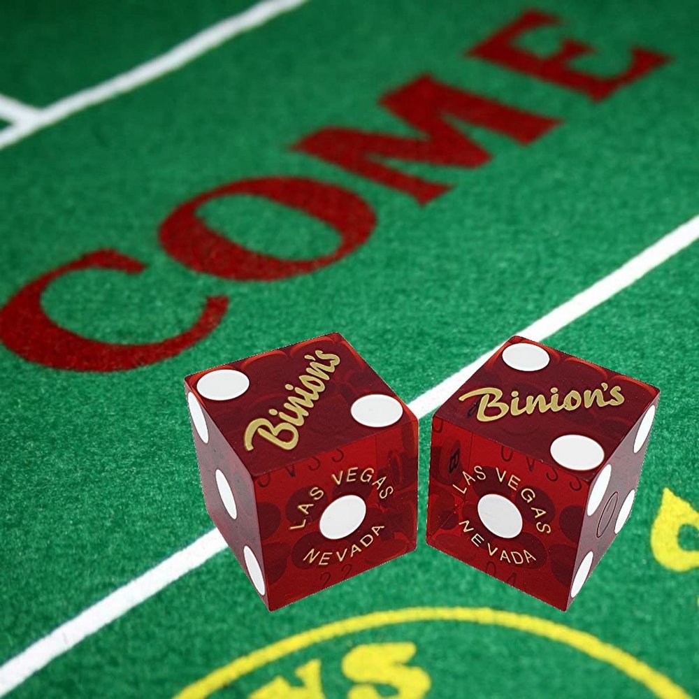 Cyber-Deals Binion's Las Vegas Casino 19mm Authentic Table-Played Dice Pair (Dark Red Polished)