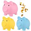 3 Pcs Piggy Bank for Boys Girls,6"x 4.8" x 5.4"Cute Plastic Pig Money Bank,Unbreakable Piggy Bank,Shatterproof Coin Bank for Childrens Birthday Festival Practical Gifts (Pink,Blue,Yellow) view 1