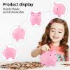 3 Pcs Piggy Bank for Boys Girls,6"x 4.8" x 5.4"Cute Plastic Pig Money Bank,Unbreakable Piggy Bank,Shatterproof Coin Bank for Childrens Birthday Festival Practical Gifts (Pink,Blue,Yellow) view 3