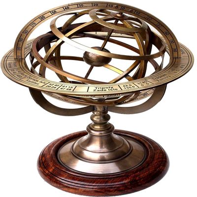 Divine Handicraft 10.2" Brass Antique Zodiac Armillary Sphere Globe