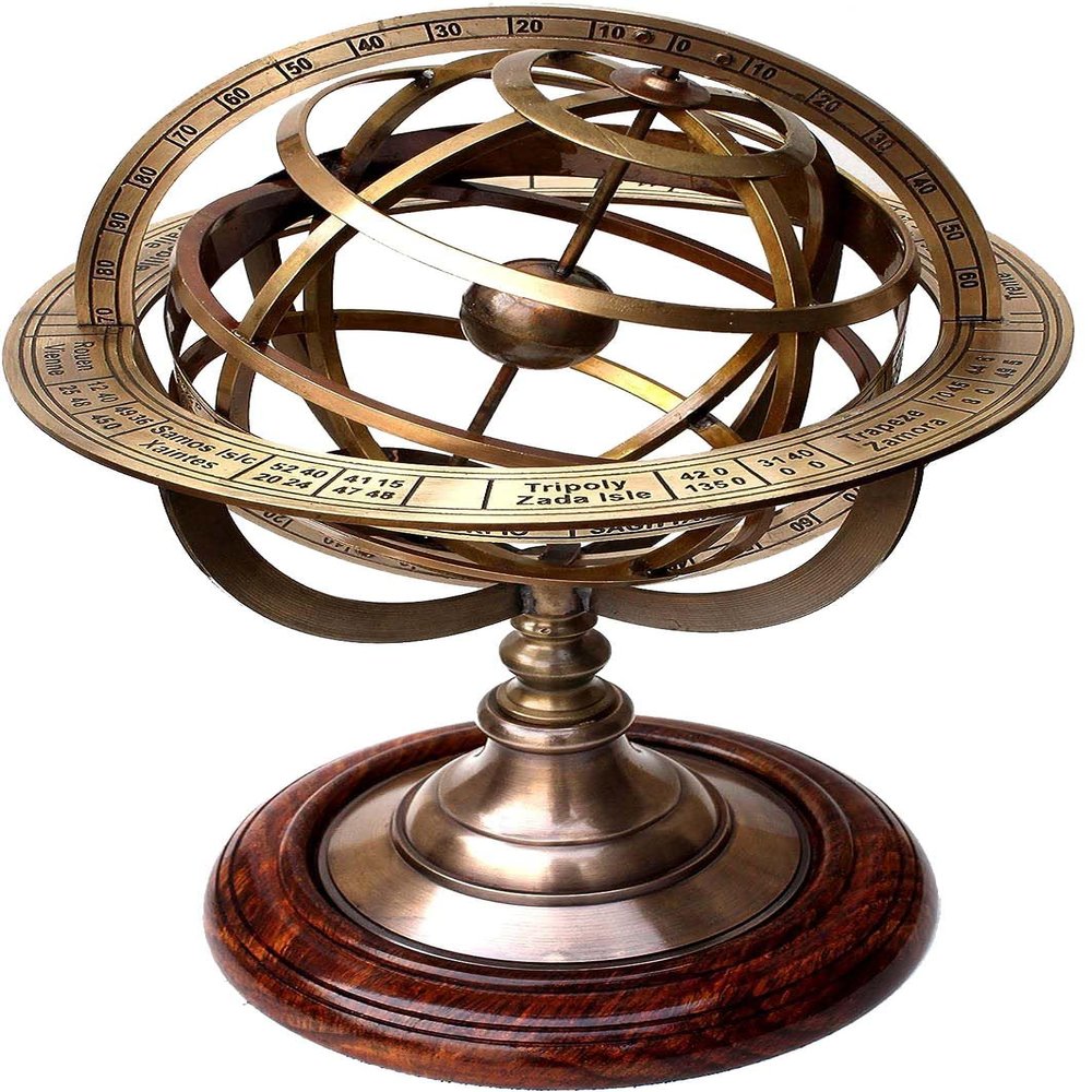 Divine Handicraft 10.2" Brass Antique Zodiac Armillary Sphere Globe