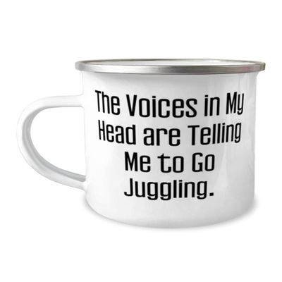 Epic Juggling 12oz Camper Mug, The Voices in My Head are Telling Me to Go Juggling, Beautiful for Friends, Holiday