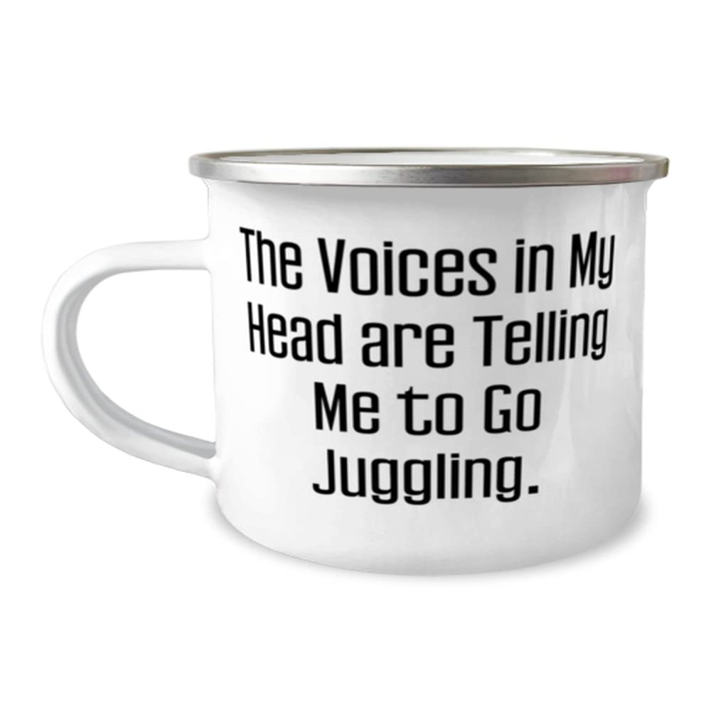 Epic Juggling 12oz Camper Mug, The Voices in My Head are Telling Me to Go Juggling, Beautiful for Friends, Holiday