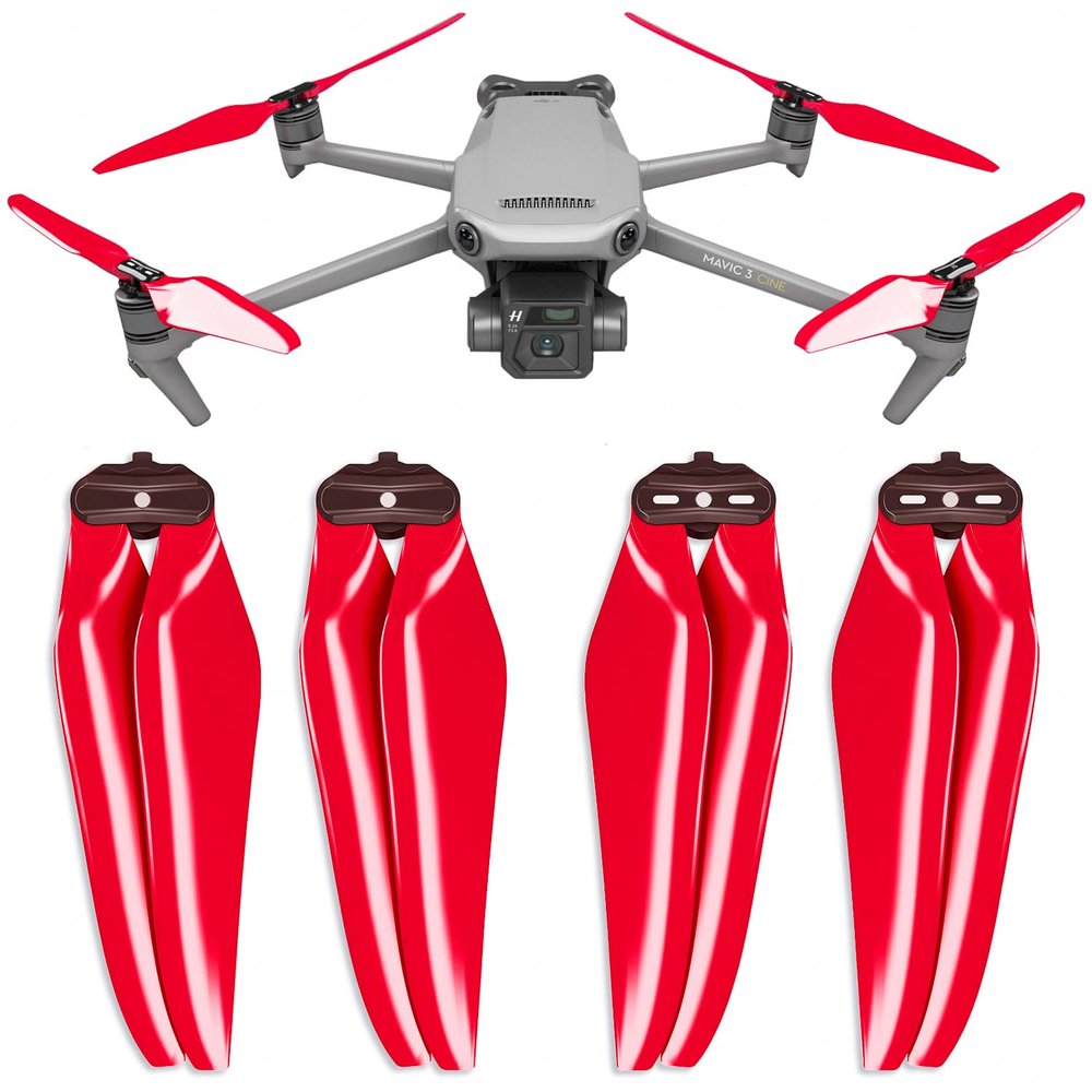 Master Airscrew Stealth Propellers for DJI Mavic 3 & Mavic 3 Pro/Cine/Enterprise/Classic/3T/3M - Red, 4 pcs