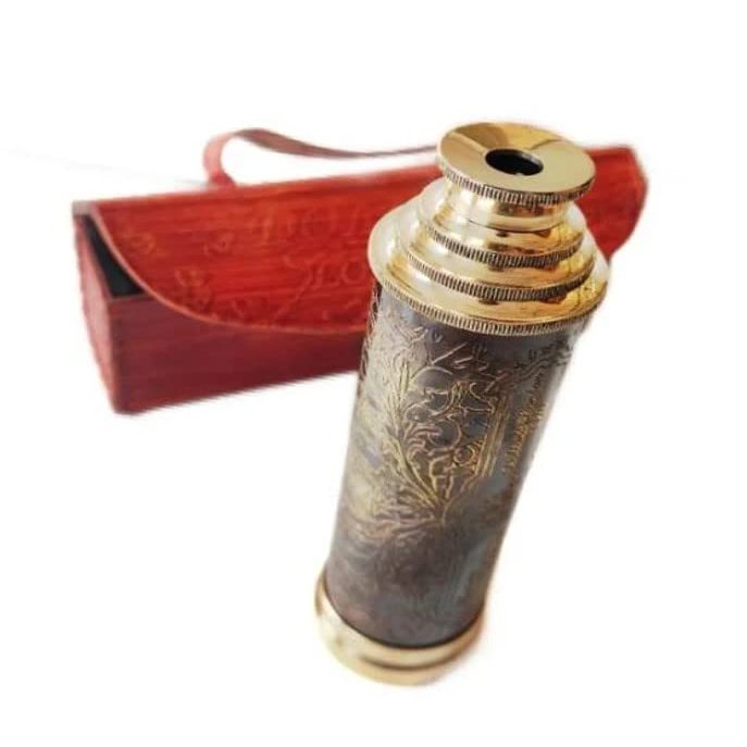 Marine Telescope Nautical Handmade Telescope Spyglass Maritime Antique Brass Telescope with Leather Box by MUSKAN NAUTICAL STORE