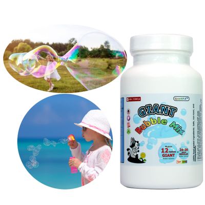 QuarkPod Giant Bubble Mix  Make 12-36 Gallon Bulk Bubbles Refill Solution | Strong Long Lasting | Made in USA | Non Toxic Bubbles for Kids and Pets | New Formula | for Any Bubble Machine (Bottle)
