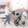 Bayer Design Dolls: Pram Xeo - Grey, Pink, Stars - Includes Shoulder Bag, Fits Dolls Up to 18', Convertible to A Pushchair, Adjustable Handle & Swivel Front Wheels, Accessory for -Plush Toys, Ages 3+ view 2