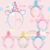 URSKYTOUS 18Pcs Unicorn Birthday Party Favors Unicorn headbands for Girls Halloween Christmas Party Supplies Gift Cosplay Plastic Hairbands Hair Loop Headware Accessories for Teens Children(Bright) view 4