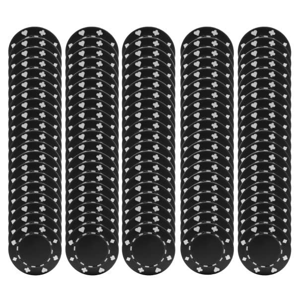 Poker Chips 100-Piece Set of 11.5-gram Blackjack Chips with Suited Design Made of Composite Resin for Texas Holdem by Trademark Games (Black)