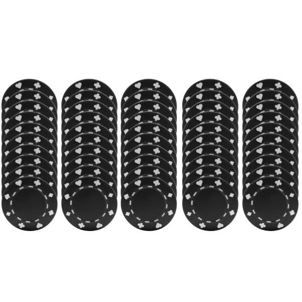 Poker Chips ? 50-Piece Set of 11.5-gram Blackjack Chips with Suited Design ? Made of Composite Resin for Texas Holdem by Trademark Games (Black)