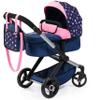 Bayer: Pram Xeo - Blue, Pink, Stars - Includes Shoulder Bag, Fits Dolls Up to 18", Convertible to A Pushchair, Adjustable Handle & Swivel view 1