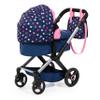 Bayer: Pram Xeo - Blue, Pink, Stars - Includes Shoulder Bag, Fits Dolls Up to 18", Convertible to A Pushchair, Adjustable Handle & Swivel view 2