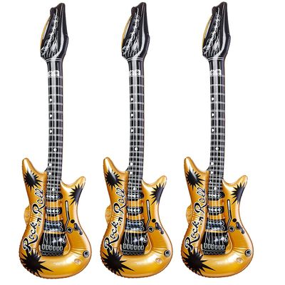 Zugar Land Gold Rock-n-Roll Inflatable Guitar (40 Inches) Vinyl. Perfect Party Favor, DJ Dance 80s Rocker (Gold Color (3 Pack)),