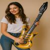 Zugar Land Gold Rock-n-Roll Inflatable Guitar (40 Inches) Vinyl. Perfect Party Favor, DJ Dance 80s Rocker (Gold Color (3 Pack)), view 2