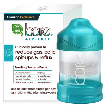 Bittylab Bare Air-Free. Baby Reflux Relief. Syringe-Like Technology Feeds Babies True Air-Free Milk to Ease Severe Gas, Reflux, GER, GERD, Midnight Colic, Fuss & Sleep Troubles