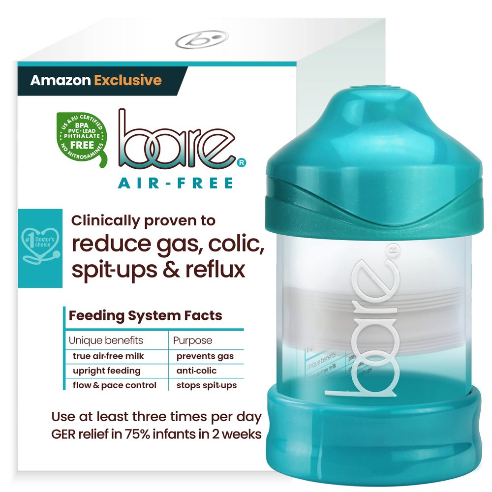 Bittylab Bare Air-Free. Baby Reflux Relief. Syringe-Like Technology Feeds Babies True Air-Free Milk to Ease Severe Gas, Reflux, GER, GERD, Midnight Colic, Fuss & Sleep Troubles