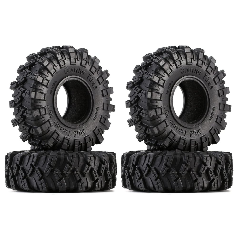 INJORA 1.0 Tires - S5 Crawler Mud Terrain Kraken Claw for SCX24 TRX4M AX24 Bronco Gladiator C10 JLU Deadbolt FCX24 FCX18 Axial RC 1/24 1/18, 62 * 20.5mm(T1007)