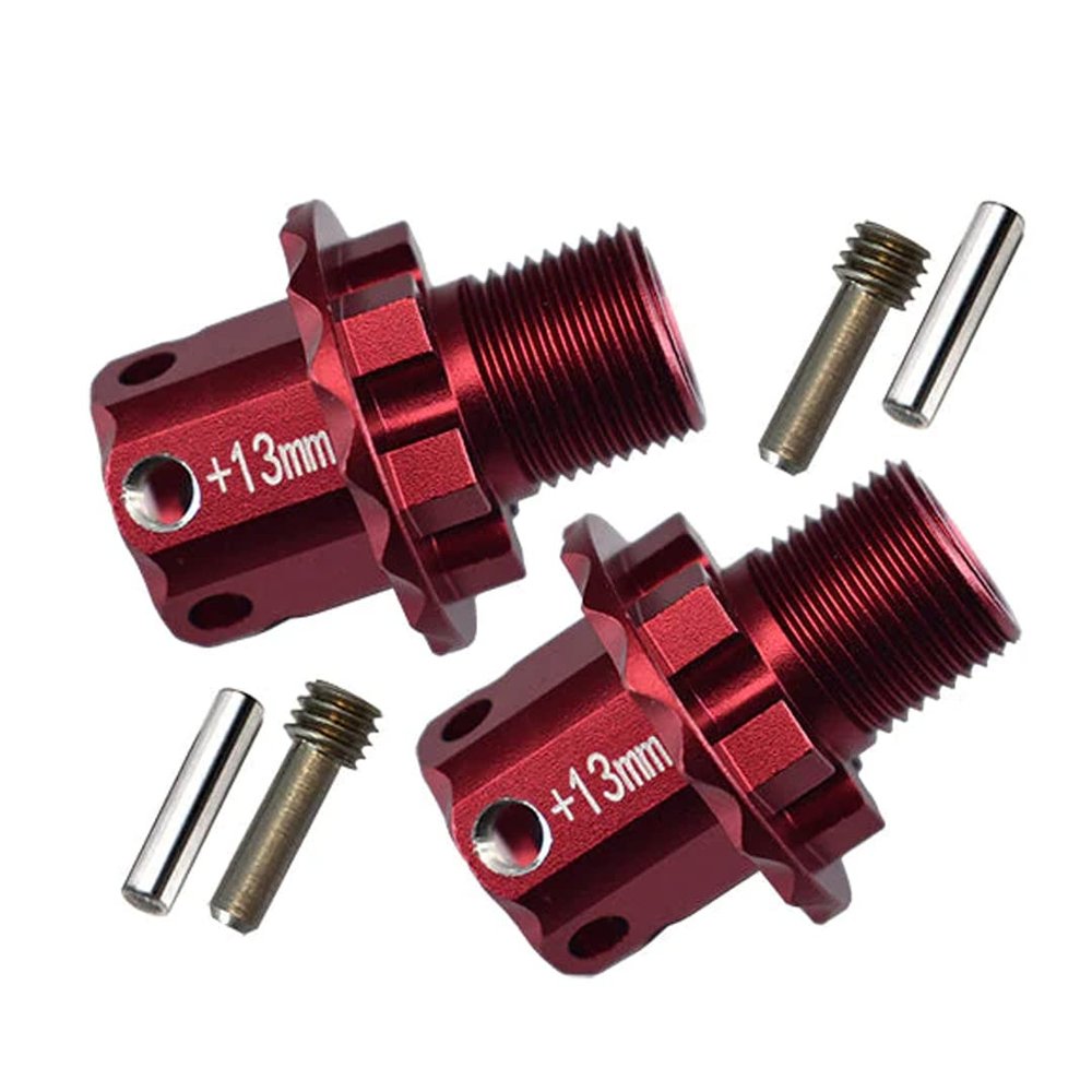 GPM 6Pc Set Upgrades Aluminum 13MM Hex Adapters for 1/8 4WD Sledge Monster Truck (95076-4) Rc Cars (red)