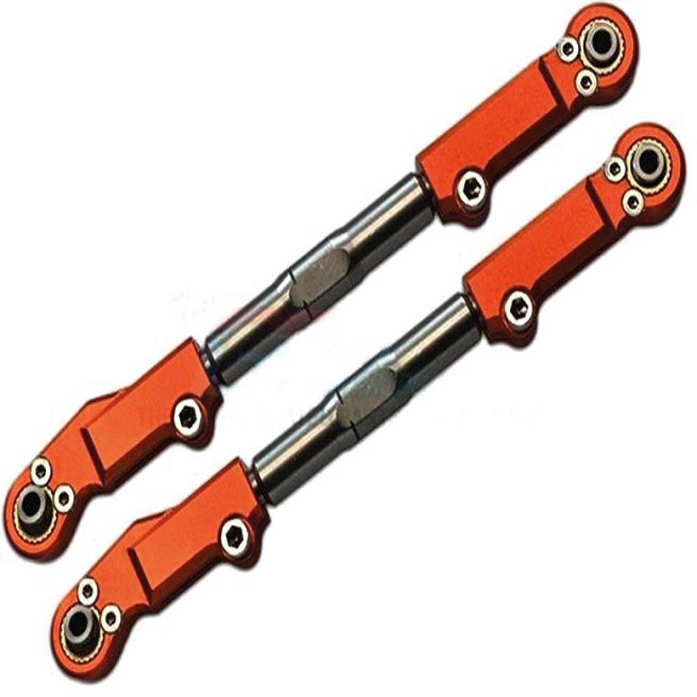 2Pc Set Upgrades Aluminum+Stainless Steel Front Camber Link Set 1/8 4Wd Sledge Monster Truck95076-4 RC Cars by GPM (Orange)