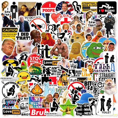 105pcs Funny Stickers for Adults, Prank Meme (Dirty) Large Sticker Pack for Bumper, Light Switch, Water Bottles, Hard Hats, Computers, Vinyl Waterproof Decals