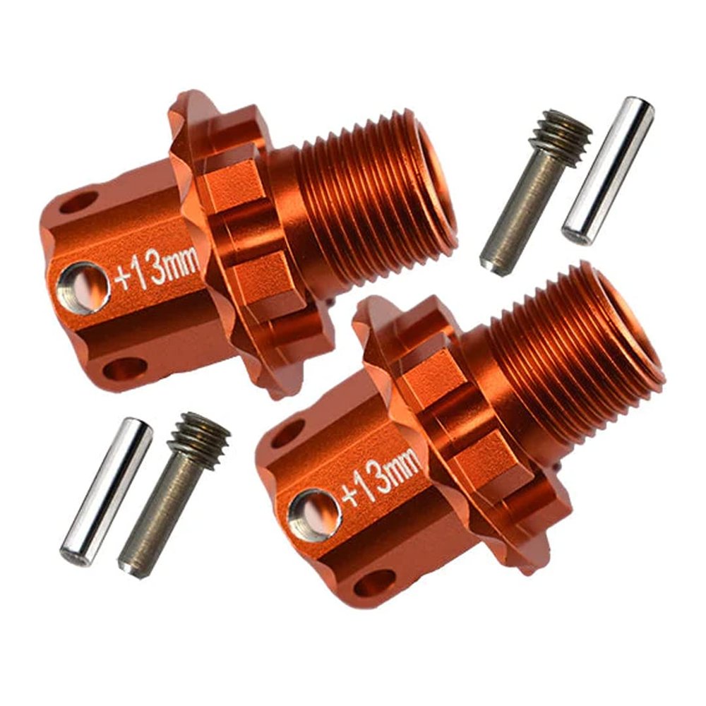4Pc Set Upgrades Aluminum 13MM Hex Adapters with 1/8 4Wd Sledge Monster Truck 95076-4 Rc Cars by GPM (Orange)