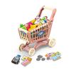 RedCrab Kids Shopping Cart Toy Supermarket 54pcs Playset Included Grocery Cart Toy,Credit Card Pretend Fruit Vegetables Shop Accessories for Boy Girl Kid (Pink) view 1