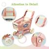 RedCrab Kids Shopping Cart Toy Supermarket 54pcs Playset Included Grocery Cart Toy,Credit Card Pretend Fruit Vegetables Shop Accessories for Boy Girl Kid (Pink) view 3