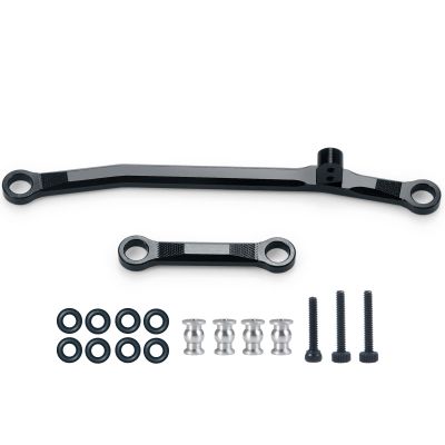 1/24th Aluminium Steering Rod Tie Links RC Upgrade Steering Linkage Set for Axial SCX24 AXI90081 Deadbolt AXI00001 AXI00002 AXI00005 AXI00006 Crawler Car (Black)