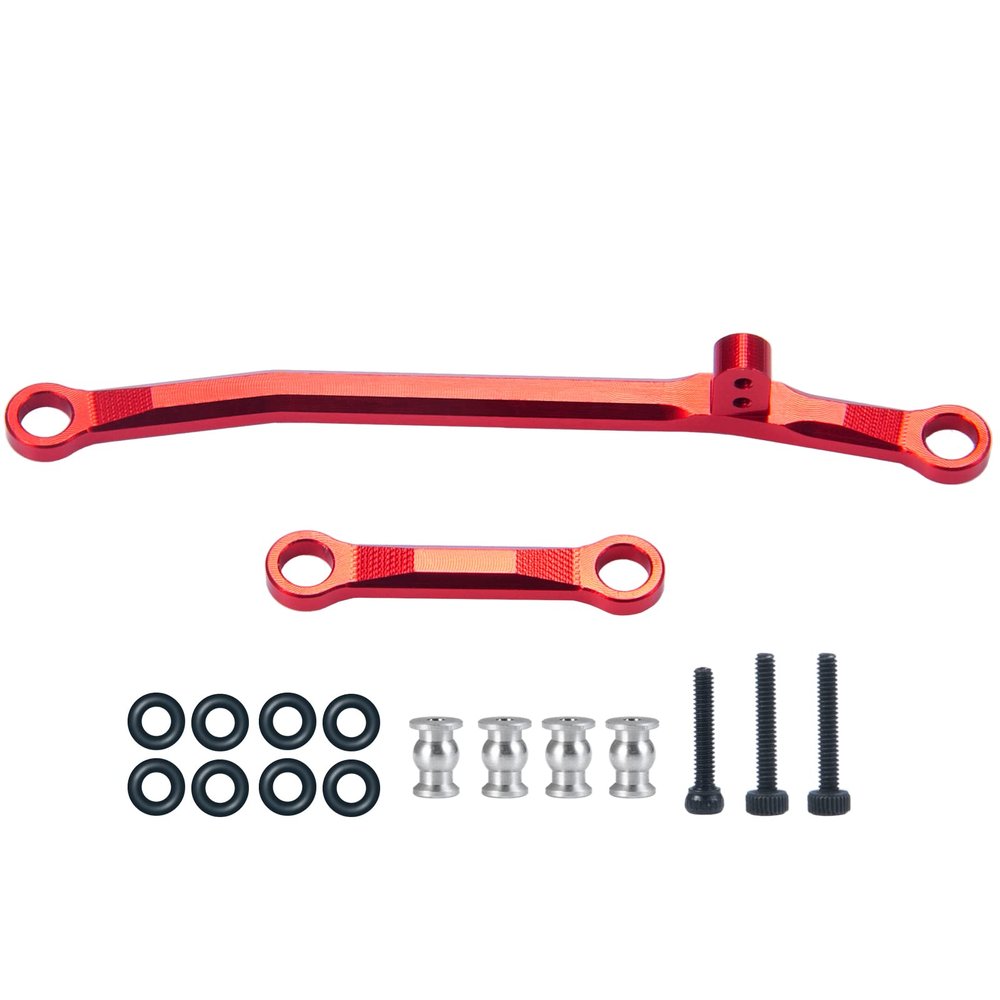 1/24th Aluminium Steering Rod Tie Links RC Upgrade Steering Linkage Set for Axial SCX24 AXI90081 Deadbolt AXI00001 AXI00002 AXI00005 AXI00006 Crawler Car (Red)