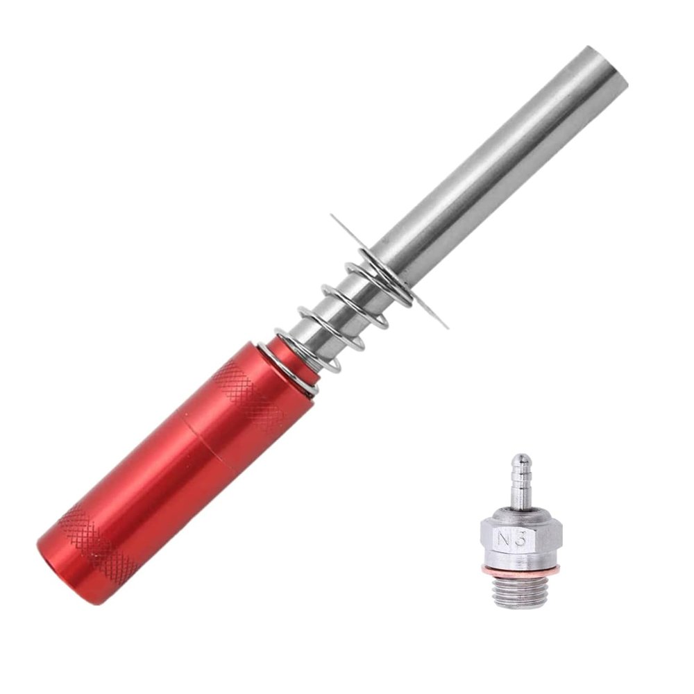 Glow Plug Igniter+N3 Hot Spark Glow Plugs,Igniter Nitro Engine Starter Tools Support AA Batteries for 1/10 Nitro Engine RC Car Buggy Truck Model PlaneRed