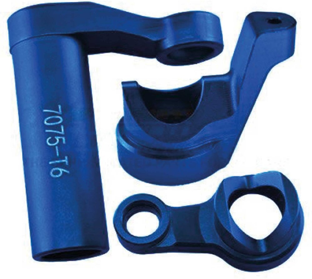 GPM Upgrades 7075-T6 Aluminum Steering Assembly for 1/8 4WD Sledge Monster Truck95076-4 RC Cars (Blue)