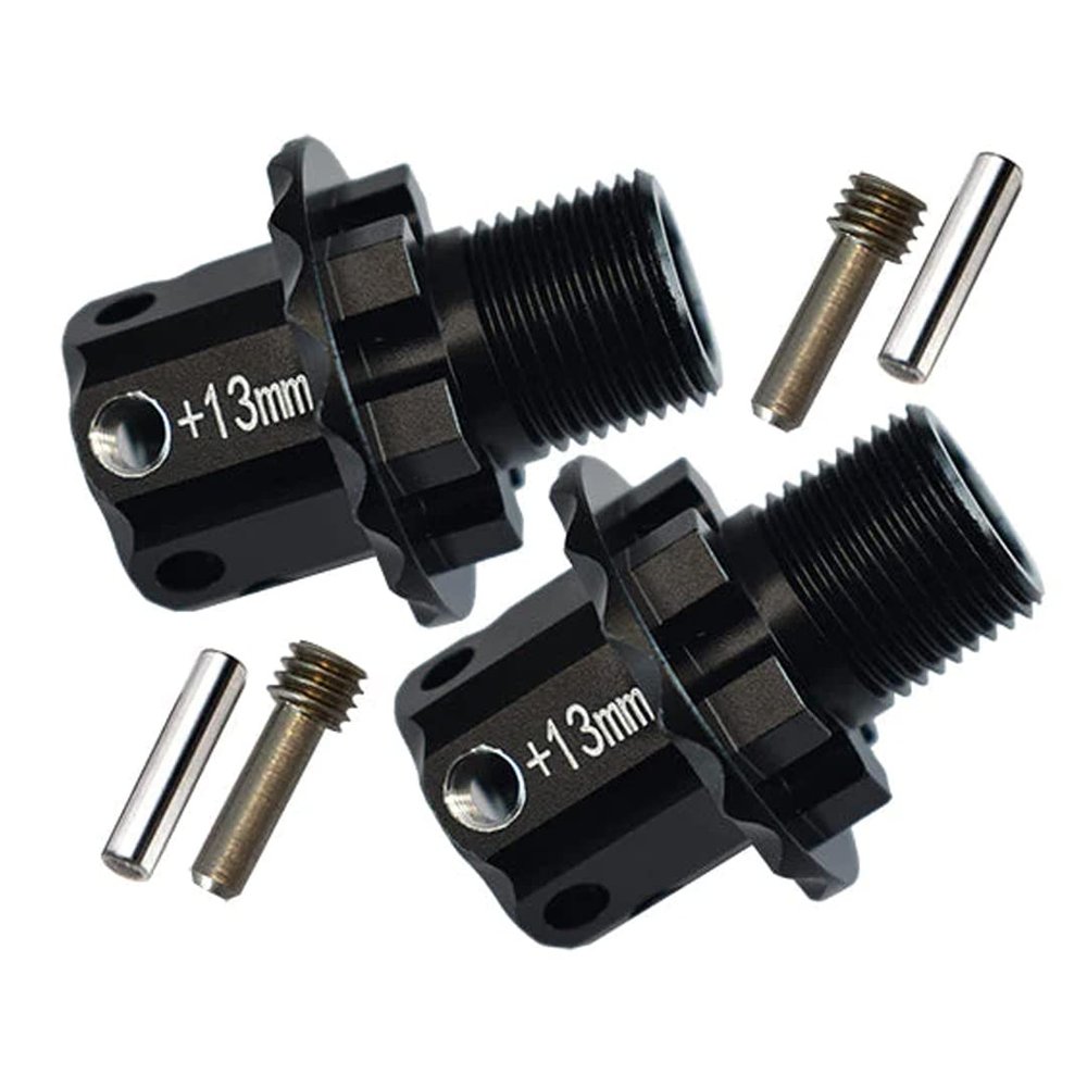 4Pc Set Upgrades Aluminum 13MM Hex Adapters with 1/8 4Wd Sledge Monster Truck 95076-4 Rc Cars by GPM (Black)