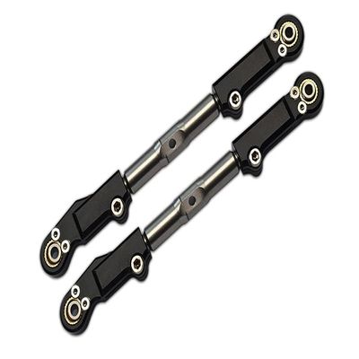 2Pc Set Upgrades Aluminum+Stainless Steel Rear Upper Arm Tie Rod 1/8 4Wd Sledge Monster Truck95076-4 RC Cars by GPM (Black)