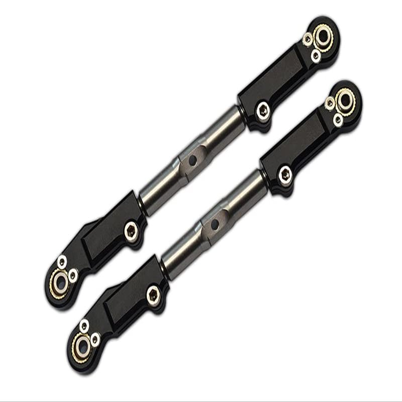 2Pc Set Upgrades Aluminum+Stainless Steel Rear Upper Arm Tie Rod 1/8 4Wd Sledge Monster Truck95076-4 RC Cars by GPM (Black)