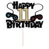 Video Game Happy 11th Birthday Cake Topper,11 Year Old Boy and Kids Video Game Themed Birthday DecorationGame Controllers Cake DecorationsGame On Level Up Winner Party Decoration Supplies view 2