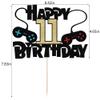 Video Game Happy 11th Birthday Cake Topper,11 Year Old Boy and Kids Video Game Themed Birthday DecorationGame Controllers Cake DecorationsGame On Level Up Winner Party Decoration Supplies view 3