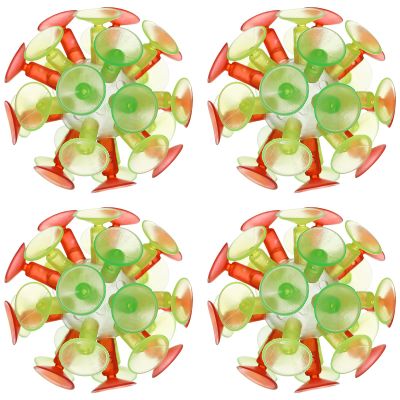 Toddmomy Glowing Suction Ball Toys 4Pcs: PVC Sensory Play Kit for Ages 3+ Indoor/Outdoor Games & Party Favors (6x6cm)