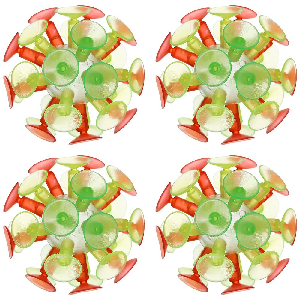 Toddmomy Glowing Suction Ball Toys 4Pcs: PVC Sensory Play Kit for Ages 3+ Indoor/Outdoor Games & Party Favors (6x6cm)