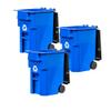 Set of 3 Blue Recycling Trash Cans for Wrestling Figures view 1