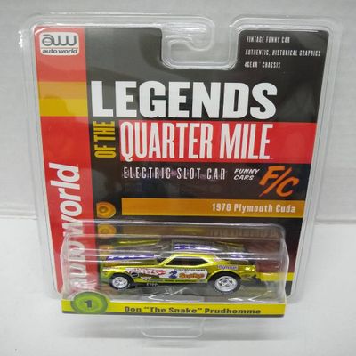 Auto World SC369-1 Legends of The Quarter Mile Don The Snake Prudhomme '70 Cuda HO Scale Electric Slot Car - Chrome Yellow