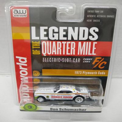 Auto World SC369-3 Legends of The Quarter Mile Don Schumacher Wonder Wagon '73 Cuda F/C HO Scale Electric Slot Car - White