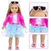 American 18 Inch Doll Clothes and Makeup Accessories Set Includes Clothes Backpack Sunglasses Phone Shoes Comb Mirror Eye Shadow Lipstick Hair Clip Hair Tie(Doll NOT Included) view 3