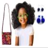 FANCYKIDS Girls Children Kids Ladies Cosplay Wig Dress Up Bag Green Glasses Blue Earrings Costume Accessories (Black)