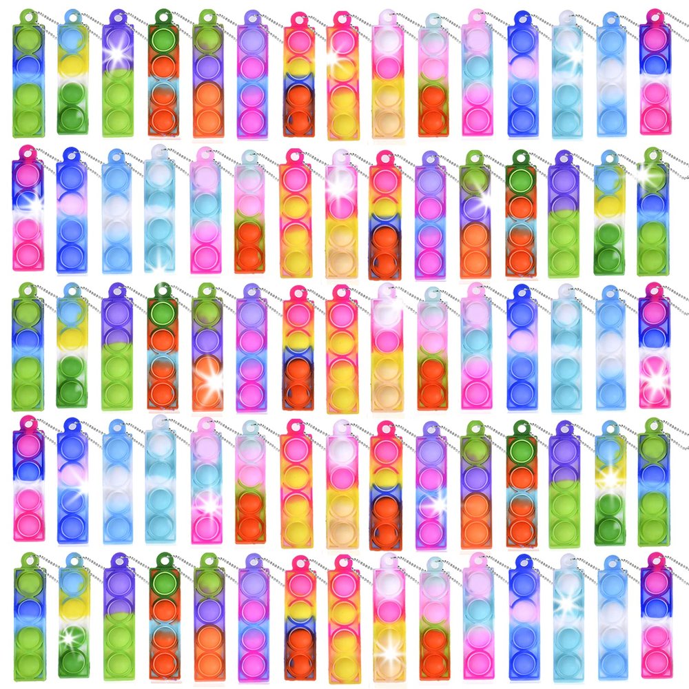 75Pcs Valentine's Party Favors for Kids Valentine's Day Gifts for Kids Sensory Fidget Toys Bulk Mini Pop it Keychain Stocking Stuffers Kid Birthday Gifts Classroom Prizes Box Goodie Bag Stuffers