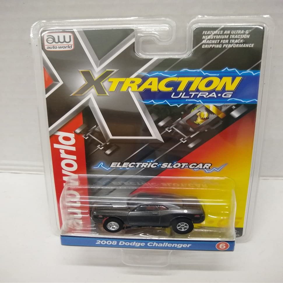 Auto World SC368-6 2008 Challenger HO Scale Electric Slot Car - Gunmetal with Silver