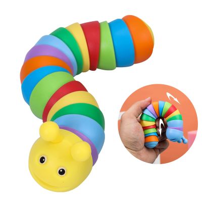 Baizong 3D Printed Articulated Slug,Rainbow Fidget Slug Stim Toy ,Stretch Slug Fidget Toy,Flexible Stim Toy Desk Pet,Sensory Toys for Adults Kids(Color Immediately)